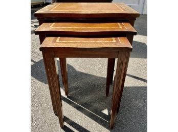 Handtooled Leather Topped Nesting Tables