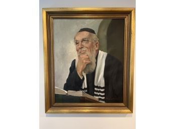 Original Bodrogi Oil Portrait Of A Rabbi
