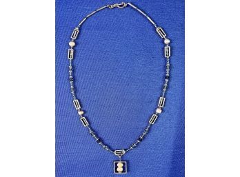 Beaded, Freshwater Pearl, & Silvertone Artisan Necklace