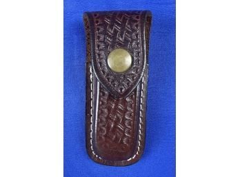 Handtooled Leather Pocket Knife Sheath With Belt Loop Attachment
