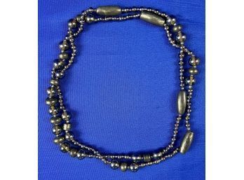 Costume Beaded Necklace - Worn As One One Strand & Or As Tight Choker Style