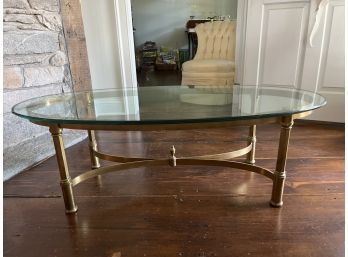 Glass Topped Brass Coffee Table