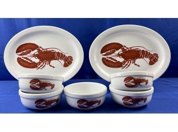 Porcelain Lobster Bowls & Platters - Bowls Signed 'Danesco - Canada' & Platters Signed 'Cordon Bleu - BIA'