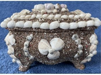 Large Seashell & Sand Covered Terracotta Box
