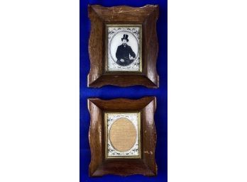 Vintage Frames With Interior Gold Filet & One Piece Of Old Convex Glass