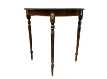 Mahogany Demi Lune Table - Great Proportions - Beautifully Vibrant Wood Surface - Neoclassical Accents