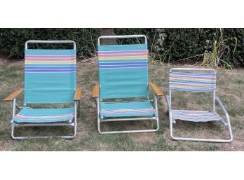 Three Collapsible Beach Chairs
