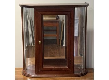 Curio Cabinet With Glass Door, Curved Glass Sides, Mirror Backing