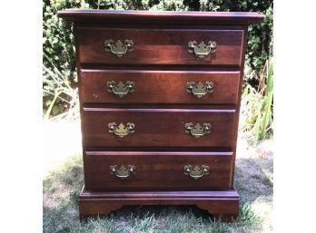 Chippendale Four Draw Chest With Brass Pulls & Side Handles