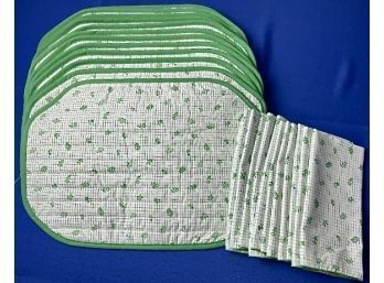 12 Reversible Quilted Placemats & Matching Napkins - Appear New & Never Used