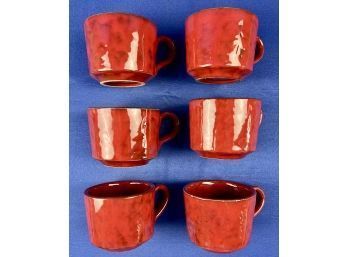 Set Of Pottery Mugs - Artisan Style Red Glaze