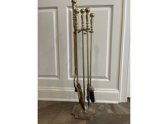 Solid Brass Fireplace Tools With Stand