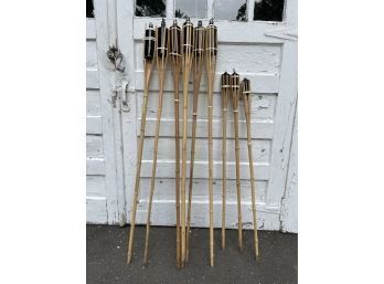 Set Of Nine Tiki Torches