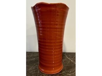 Italian Glazed Terra Cotta Vase - Signed 'Made In Italy' On Base