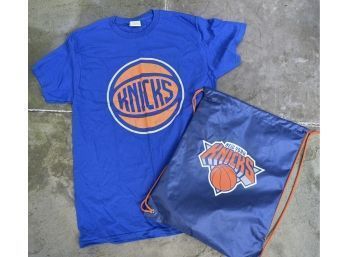 New! Knicks Medium T-Shirt And Drawstring Bag