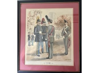 Antique Print Signed GH Buen & Co 'NY Officers, Cavalry & Artillery, Cadets USMA (full Dress) - XXXVIII -1888'