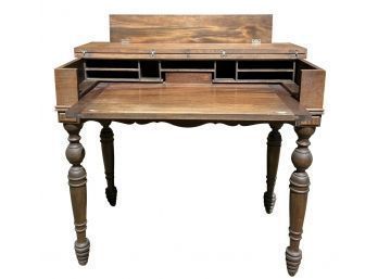 Antique Spinet Secretary Desk With Turned Legs - Great Proportions - Useful Design