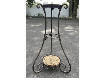 Wrought Iron & Wicker Plant Stand
