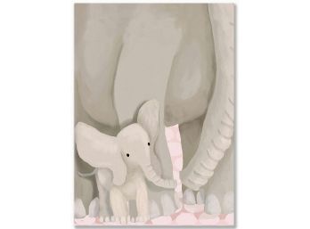 Canvas Wall Art - Signed 'Oopsy Daisy' - Depicting Mommy & Baby Elephants