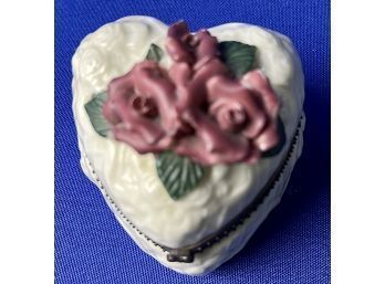 Heart Shaped Trinket Box - Hinged Porcelain