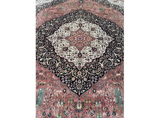 Persian Style Rug - Elegant Brown, Copper, Cream And Gray Green - Roughly 12 X 15