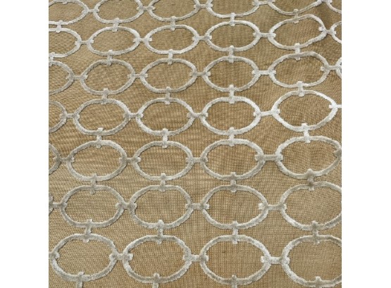 Large Geometric Design Rug With Interlocking Ovals - Gold And Cream Rug - Roughly 10 X 22 Ft