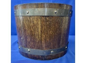 Vintage Bucket - Oak Slats With & Riveted Brass Straps