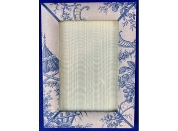 Toile Fabric Frame With Moire Backing - Signed 'Breaux Arts'