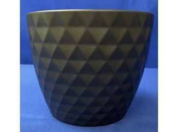 Dark Brown Triangular Patterned Flower Pot - Signed 'Made In Germany'