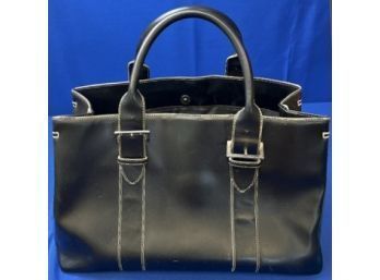 Barneys New York Black Leather Tote Bag