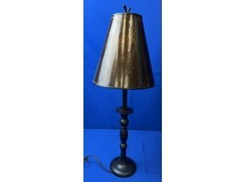Black Wooden Lamp With Brown Shade