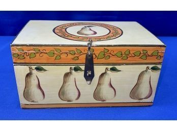 Hand Painted Wooden Box With Hinged Lid