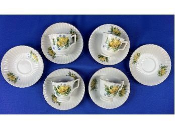 Vintage Teacups & Saucers - Signed 'Japan' - Four Cups - Six Saucers