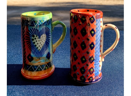 Pair Of Handpainted Coffee Mugs