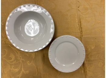Eight White Bowls And Salad Plates