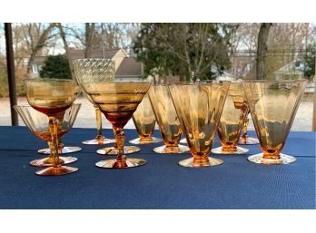Assortment Of Amber Colored Glasses