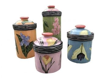 Droll Designs - Set Of Four Pottery Canisters
