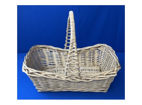 Beautiful Beige Wicker Basket With Decorative Handle
