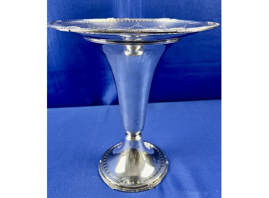 Large Vintage Silver Plate Trumpet Vase - Signed On Base 'Wallingford Silver Co.'