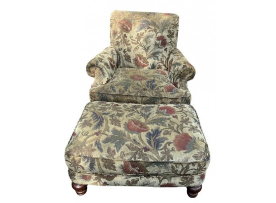 Upholstered Club Chair With Ottoman- Signed Clayton Marcus