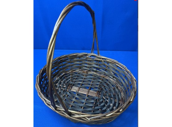 Dark Brown Large Oval Wicker Basket With  Handle