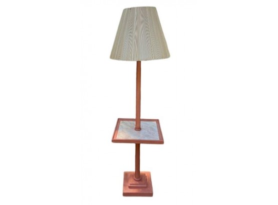 Vintage Floor Lamp With Floating Table Shelf  (1 Of 2) - Cream Shade