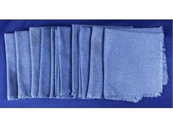 Eleven Vintage Blue Homespun Napkins - Cotton Polyblend