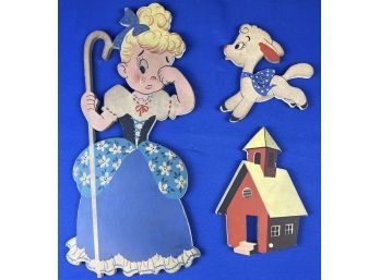 Vintage Wall Decor - Signed 'Mother Goose - The Dolly Toy Company - Tinn City, Ohio - Little Bo Peep'