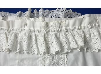 Vintage White Eyelet Fabric Shower Curtain