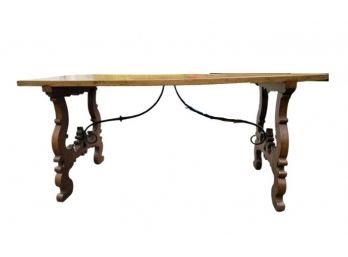 Side Table Or Kitchen Table - Great Trestle Base With Intricate Design