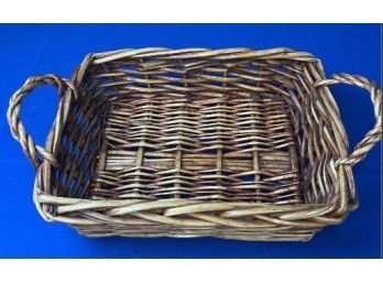 Brown Rectangular Wicker Basket With Handles