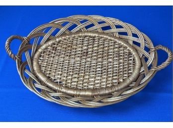 Circular Wicker Basket With Handles
