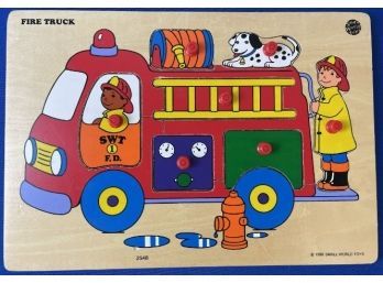 Wooden Fire Truck Puzzle For Kids