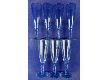 Crystal Flutes By 'Angelique - Cristal D'arques - Durand' - 7' Likely Champagne